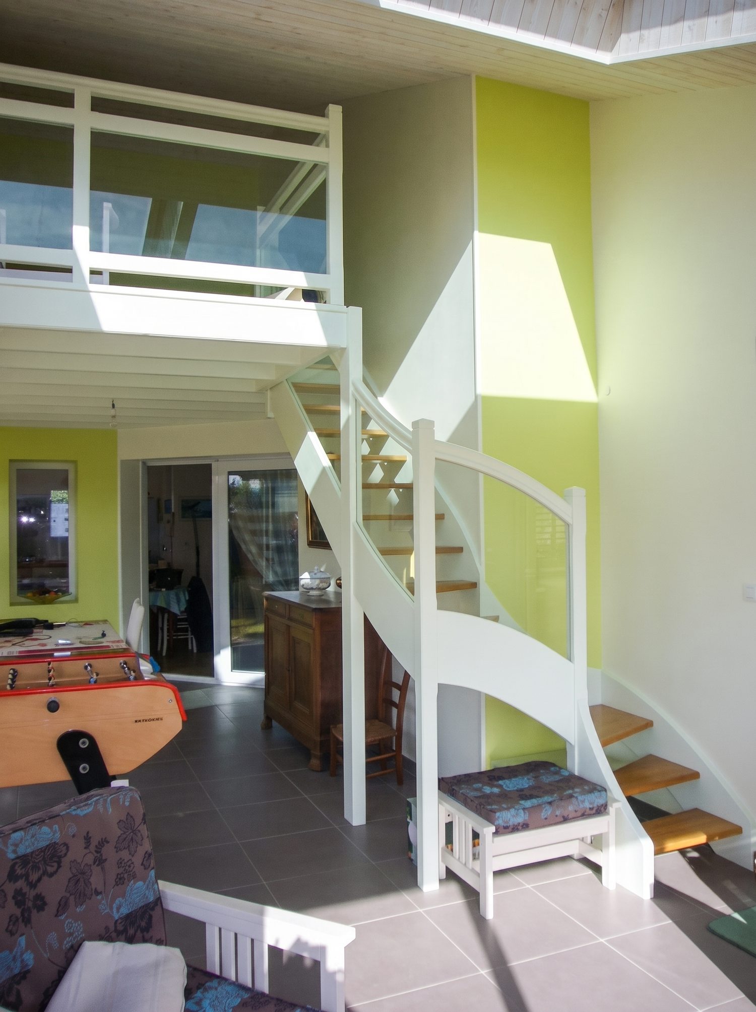Mezzanine sous charpente, ouverture velux