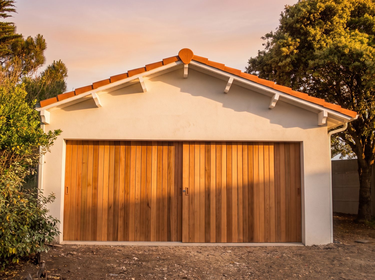 Portes de garage en red cedar traitées