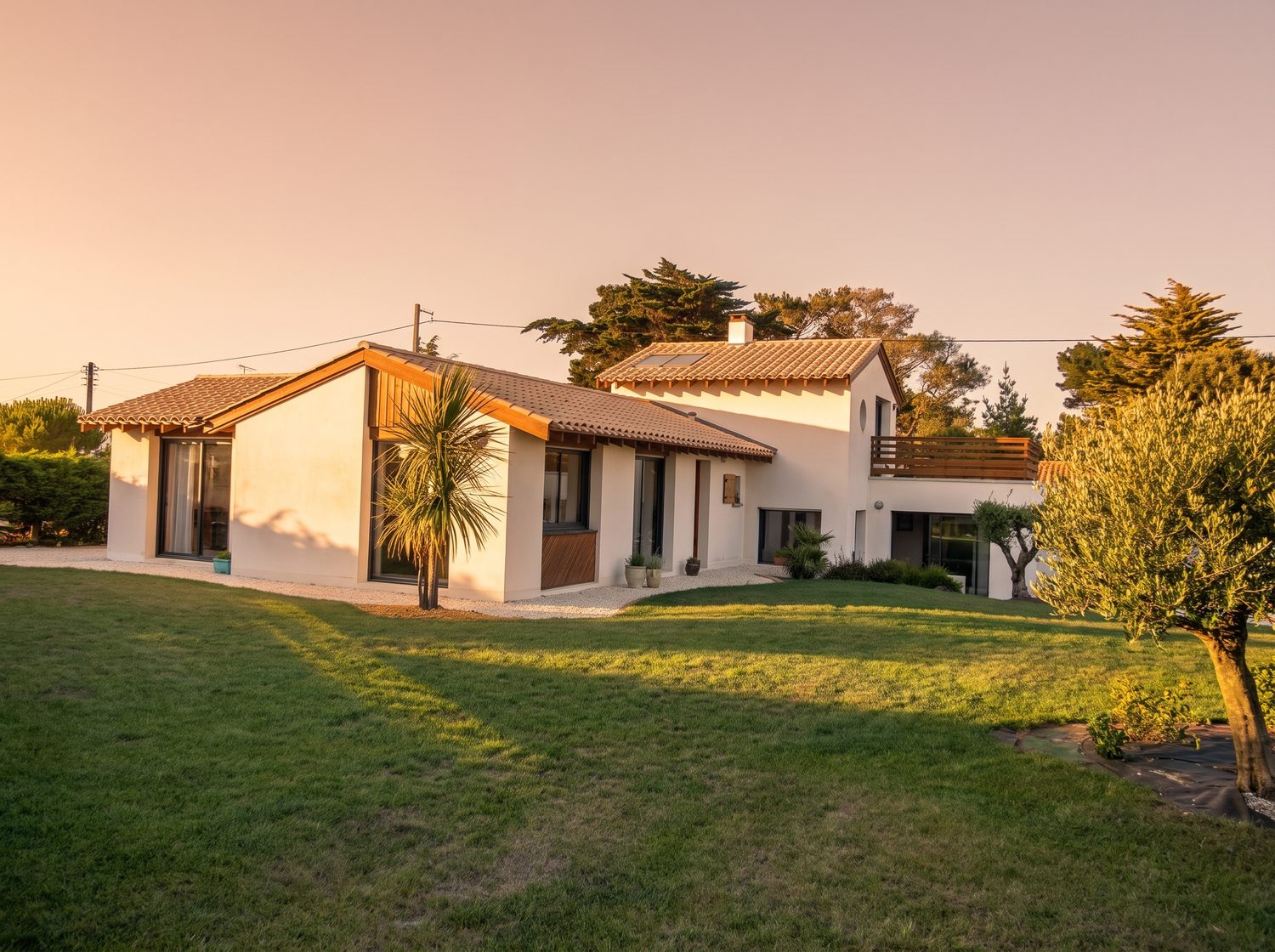 Villa blanche contemporaine et son jardin